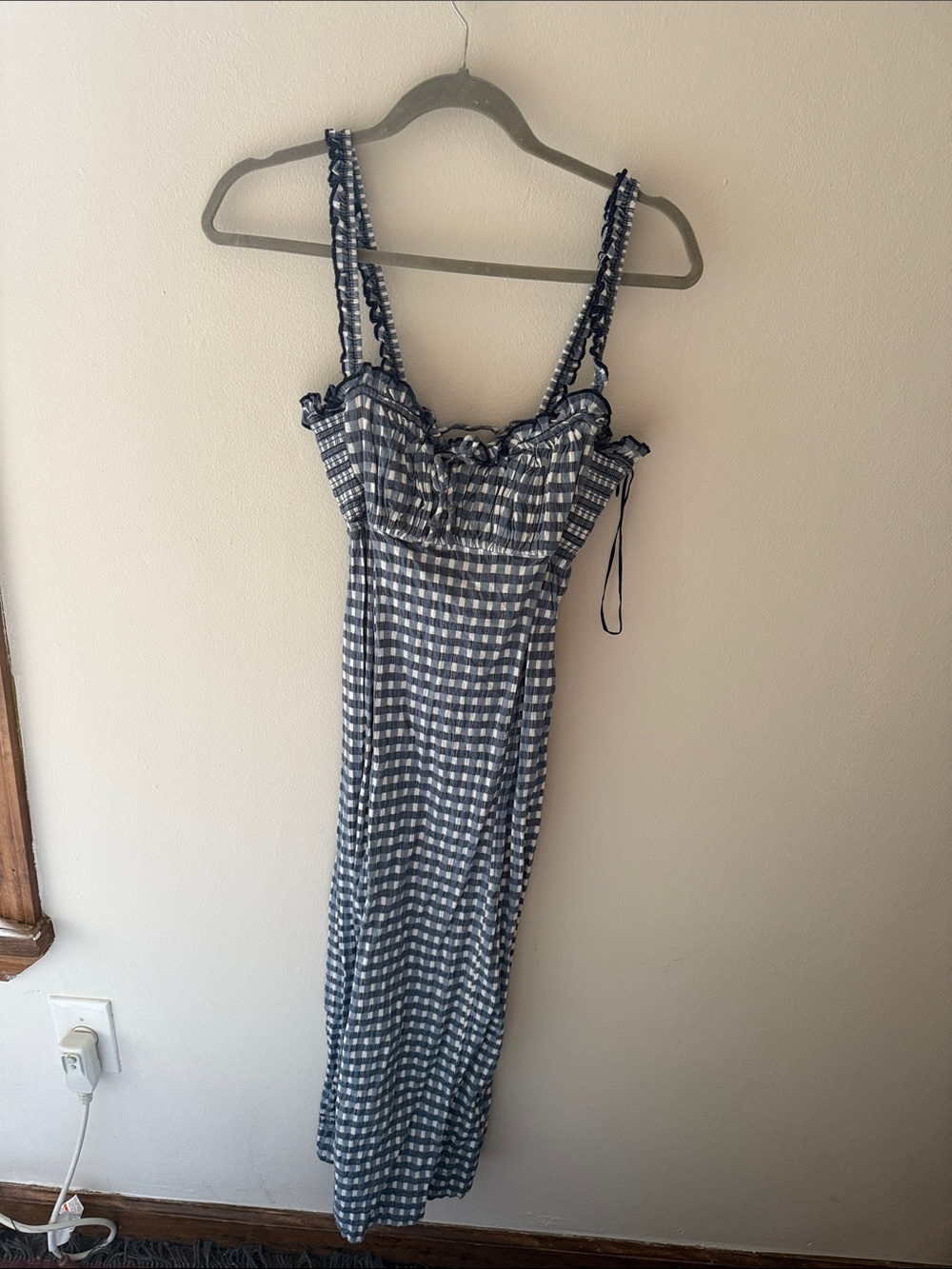 Free People Blue and White Gingham Maxi Dress